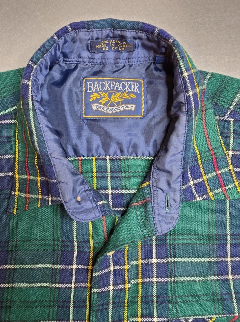 Vintage 80s/90s Backpacker Outdoors Plaid Flannel Shirt – 100% Acrylic Large